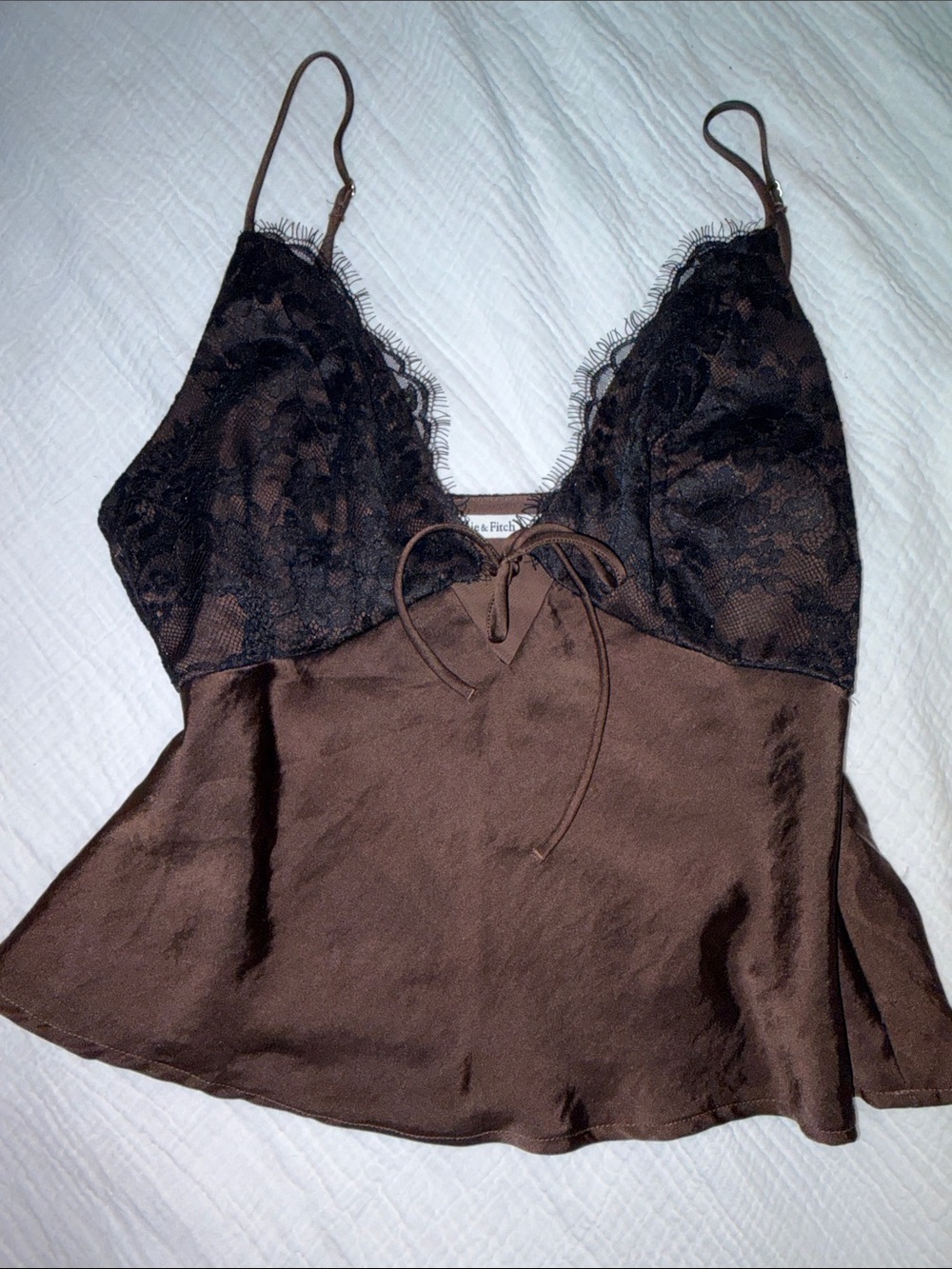 Abercrombie & Fitch Brown Satin Camisole with Black Lace